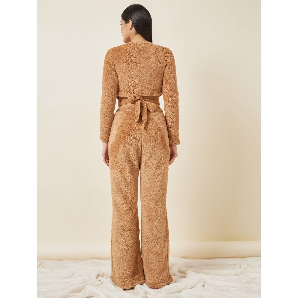 Styli Unwind Fleece Wrap Around Top & Trouser Lounge Set-women-clothing-coordsets-image-5