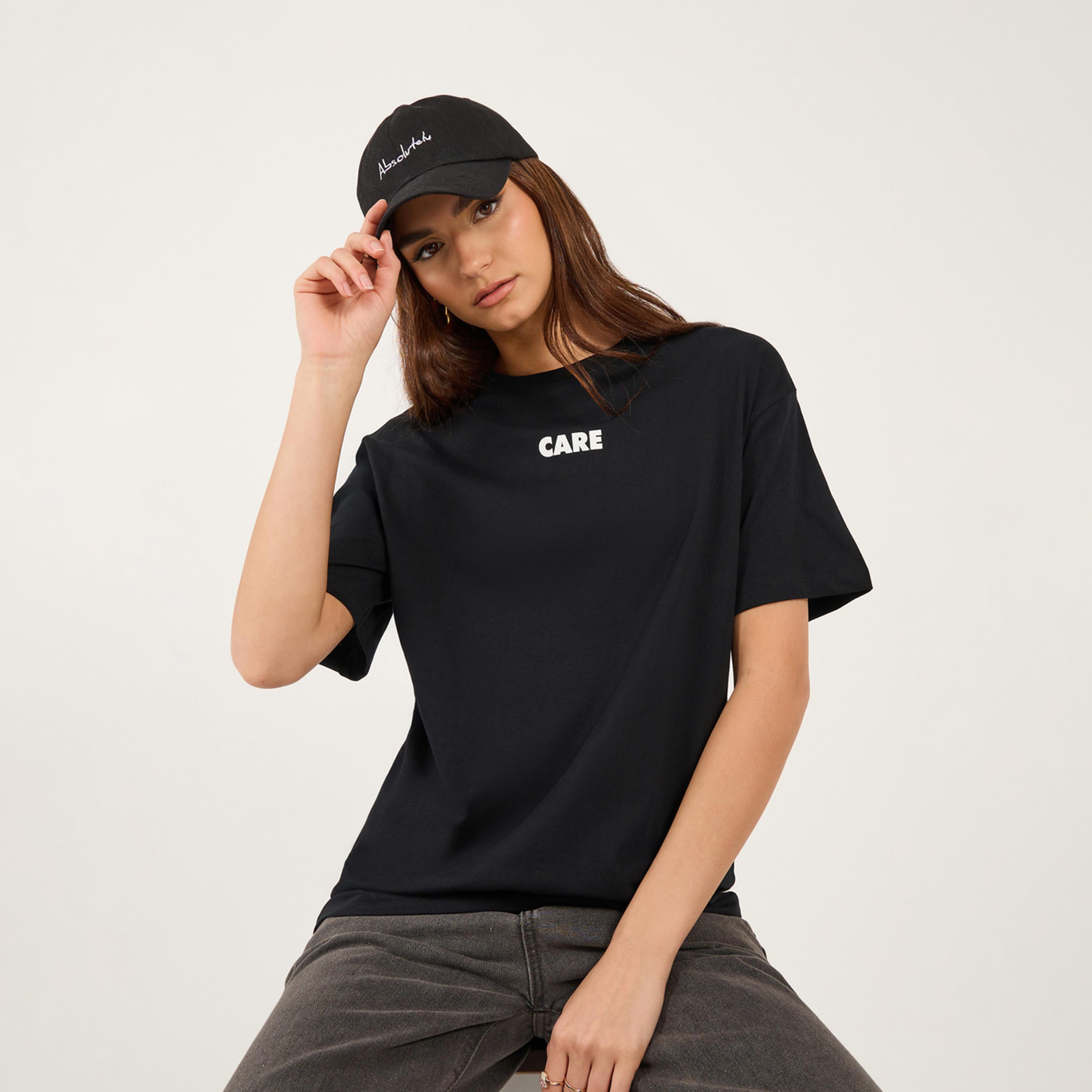 Styli Oversized Slogan Print Round Neck T-Shirt-women-clothing-tshirts-image-1