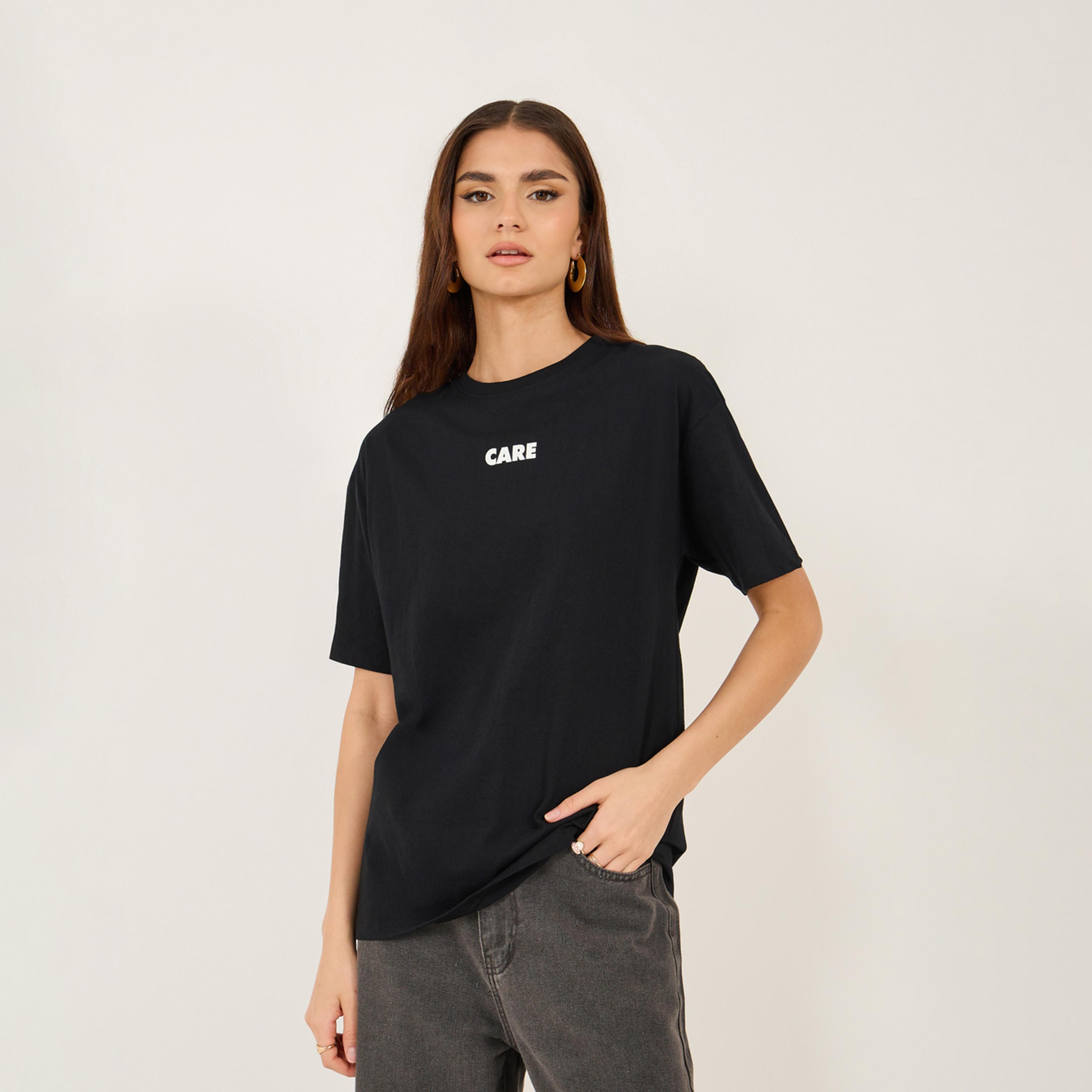Styli Oversized Slogan Print Round Neck T-Shirt-women-clothing-tshirts-image-2