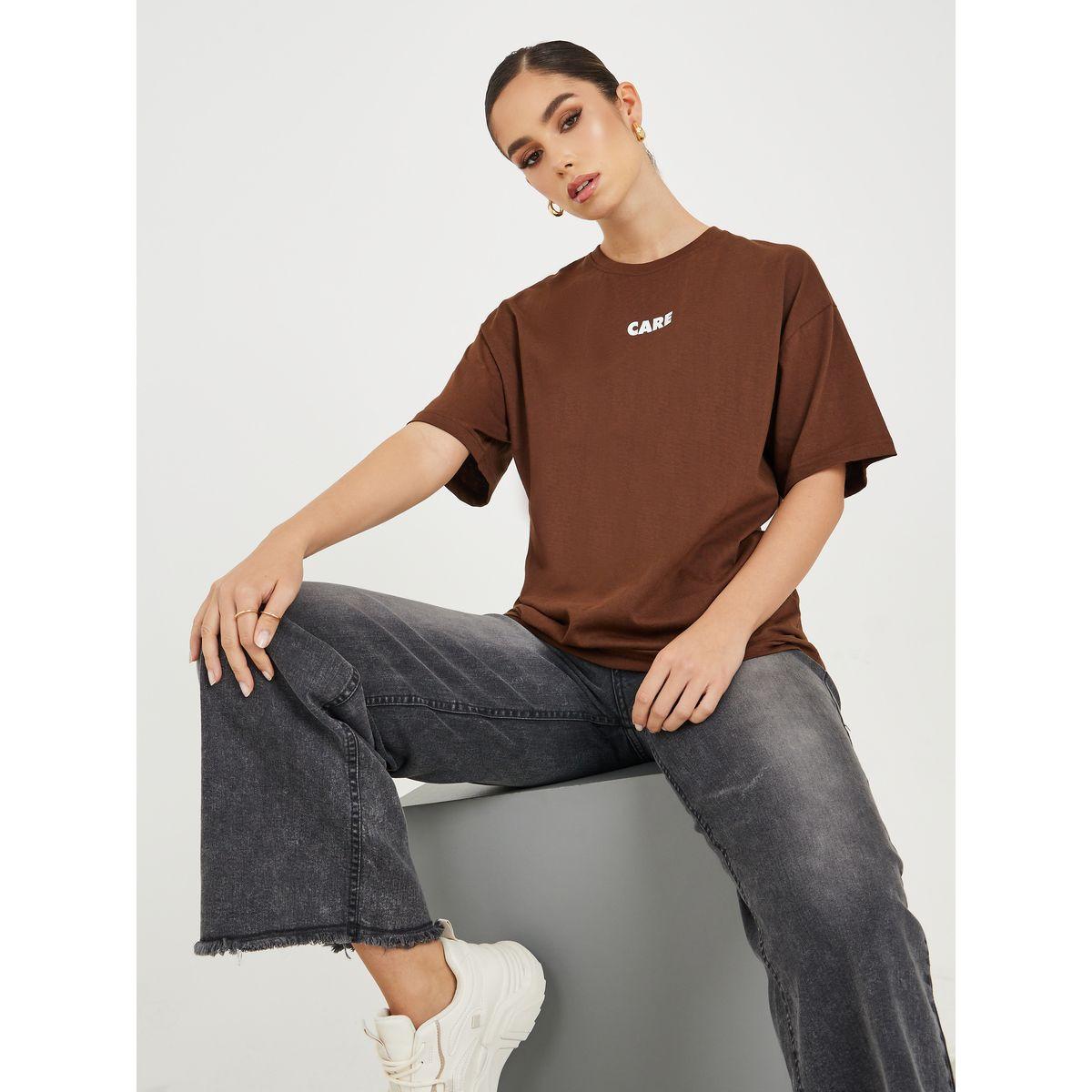 تيشيرت واسع مطبع بكتابة-women-clothing-tshirts-image-1