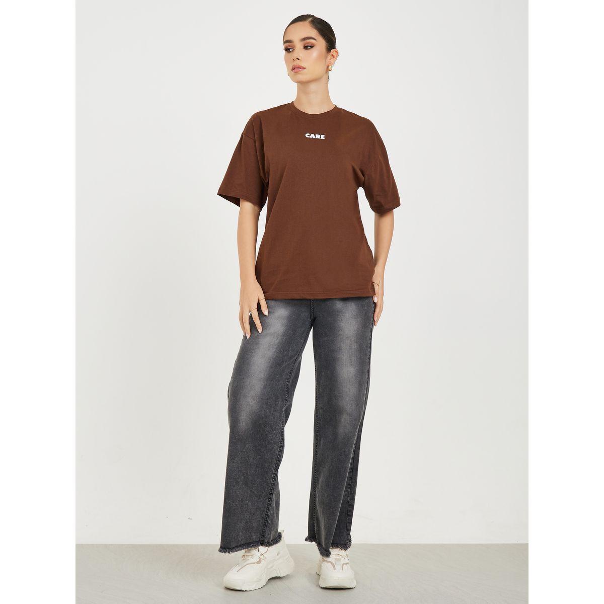 تيشيرت واسع مطبع بكتابة-women-clothing-tshirts-image-2