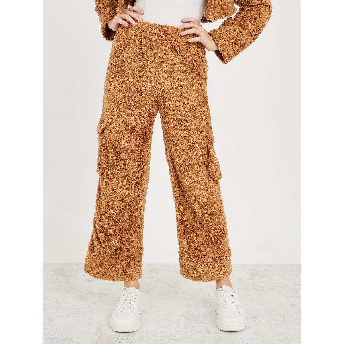 Styli Unwind Fleece Zip Through Jacket & Wide Leg Pocket Trouser Lounge Set-women-clothing-coordsets-image-4