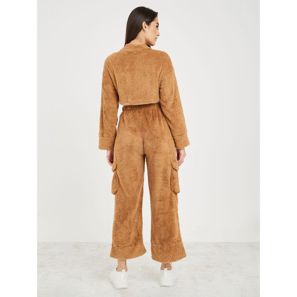 Styli Unwind Fleece Zip Through Jacket & Wide Leg Pocket Trouser Lounge Set-women-clothing-coordsets-image-6