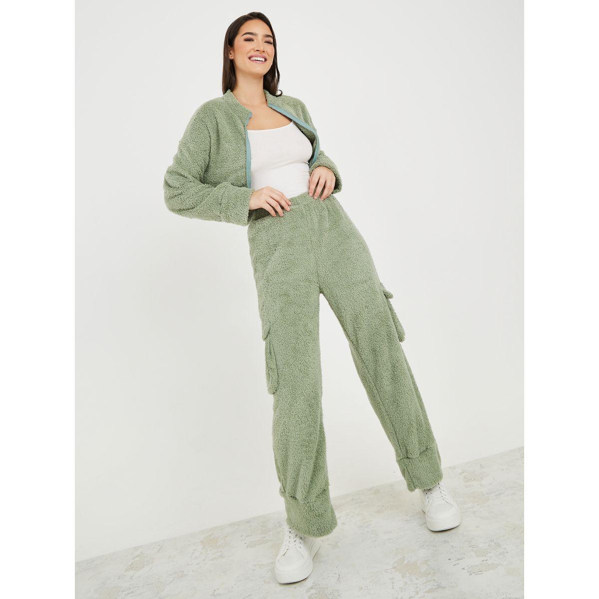 Styli Unwind Fleece Zip Through Jacket & Wide Leg Pocket Trouser Lounge Set-women-clothing-coordsets-image-1