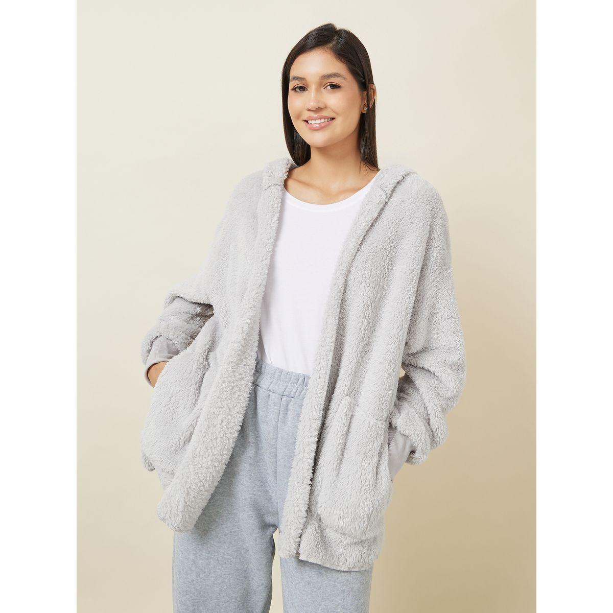 روب بكتف منخفض وياقة هودي-women-clothing-nightwear-robes-image-1