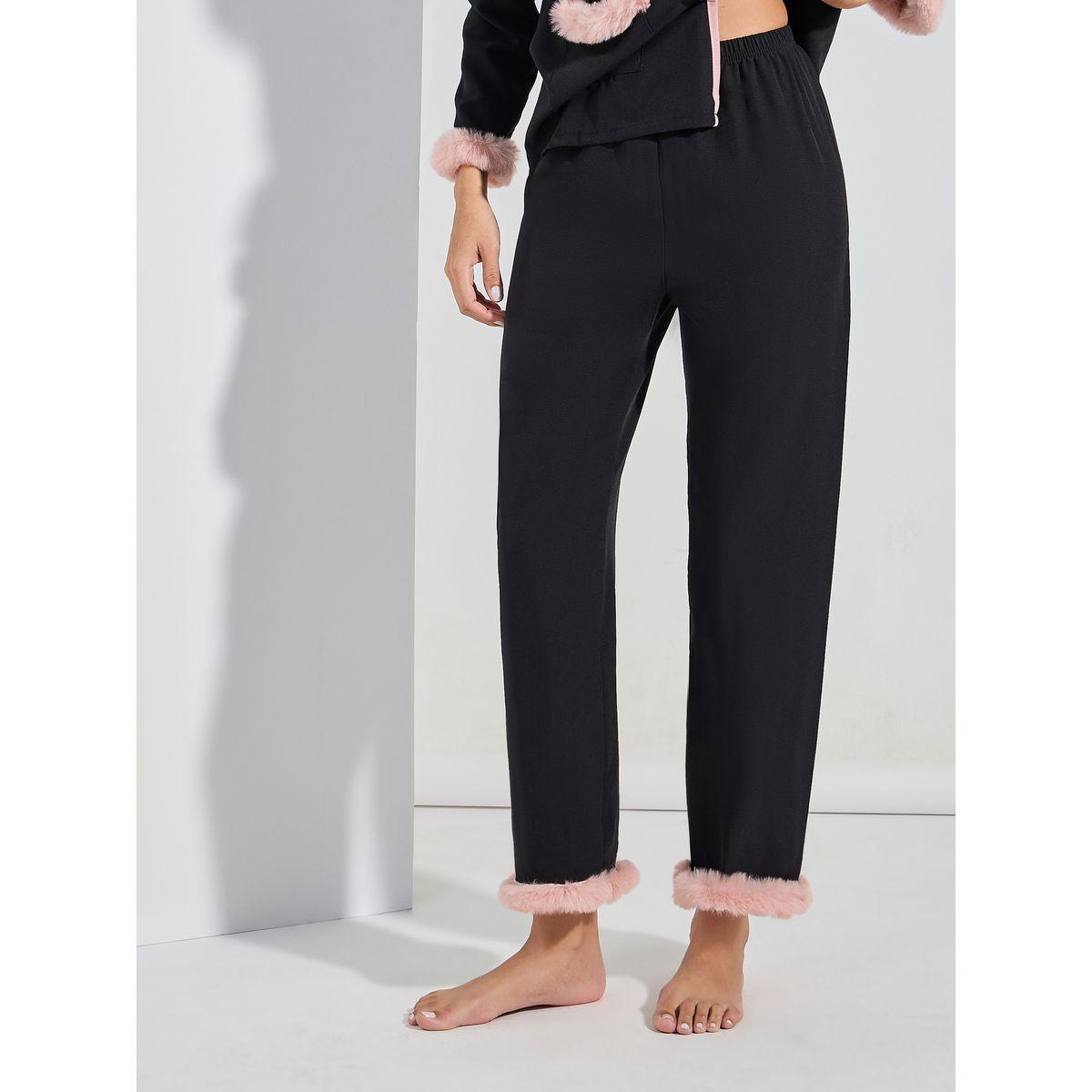 Styli Unwind Fleece Trim Button Through Shirt & Pyjama Set-women-clothing-nightwear-pyjamas-longsets-image-4