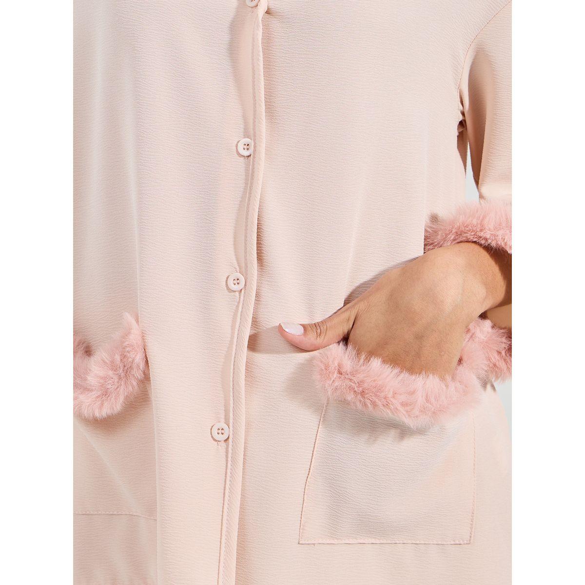 Styli Unwind Fleece Trim Button Through Shirt & Pyjama Set-women-clothing-nightwear-pyjamas-longsets-image-3