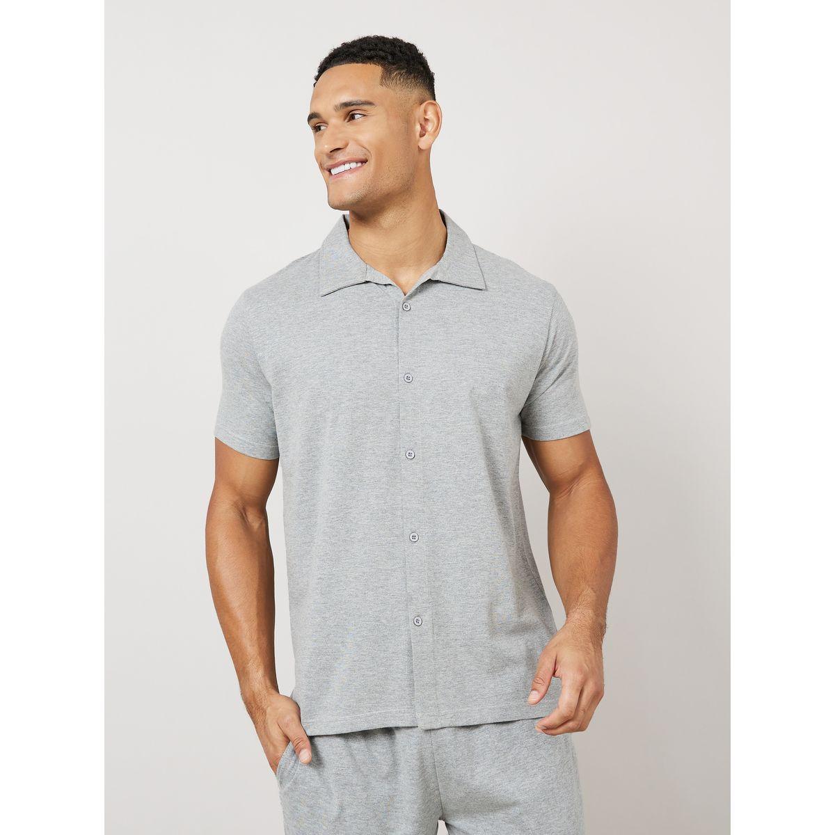 Styli Unwind Melange Shirt & Pyjama Nightwear Set-men-clothing-nightwear-sets-image-3