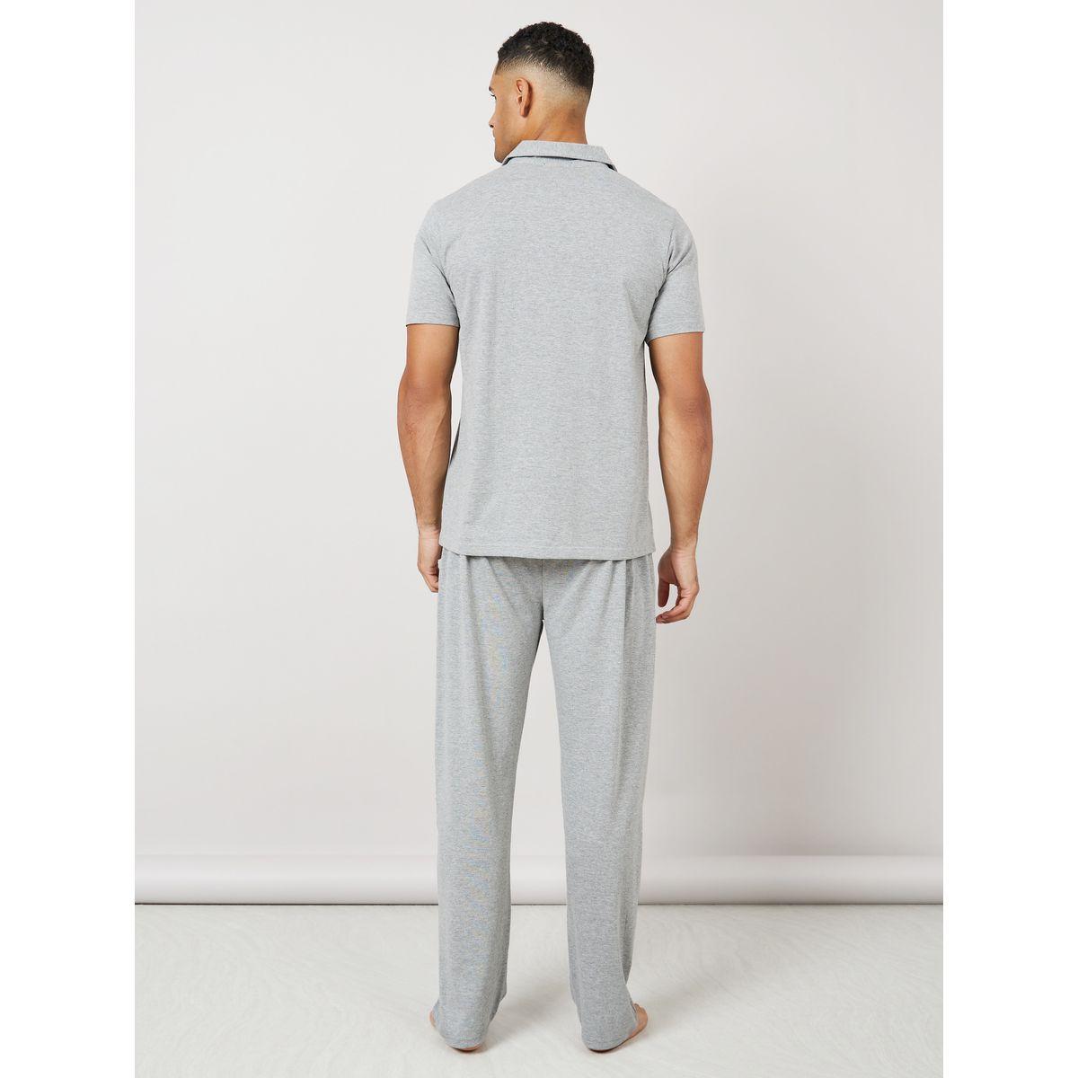 Styli Unwind Melange Shirt & Pyjama Nightwear Set-men-clothing-nightwear-sets-image-6