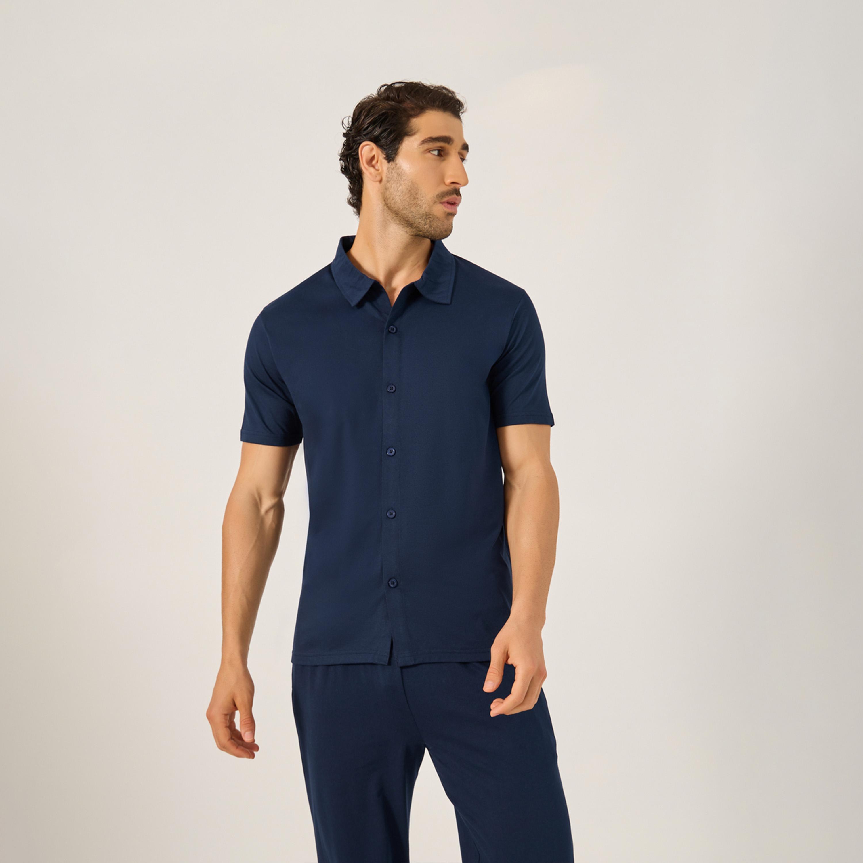Styli Solid Shirt and Pyjama Nightwear Set-men-clothing-nightwear-sets-image-2