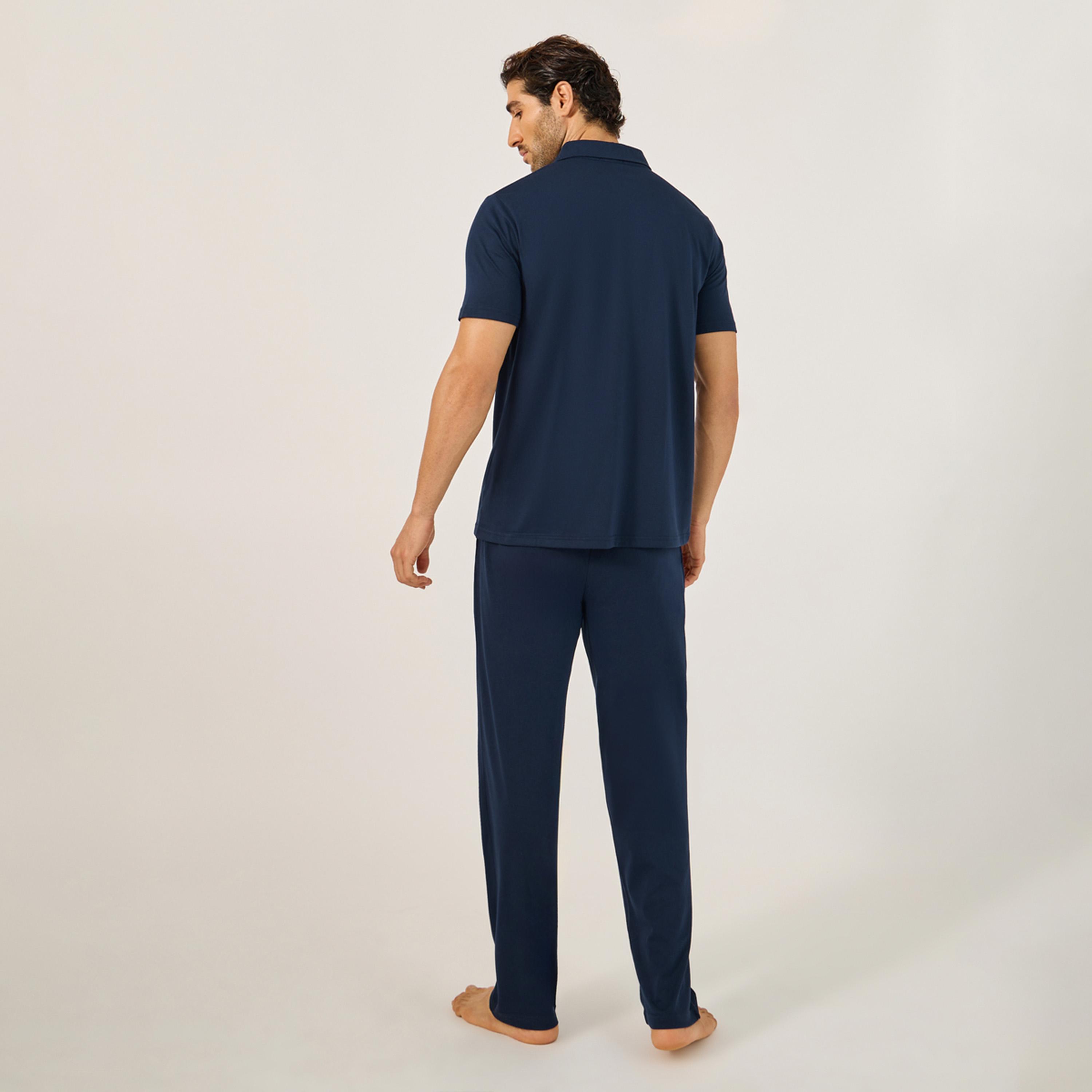 ستايلي - طقم قميص وبنطال نوم سادة-men-clothing-nightwear-sets-image-4