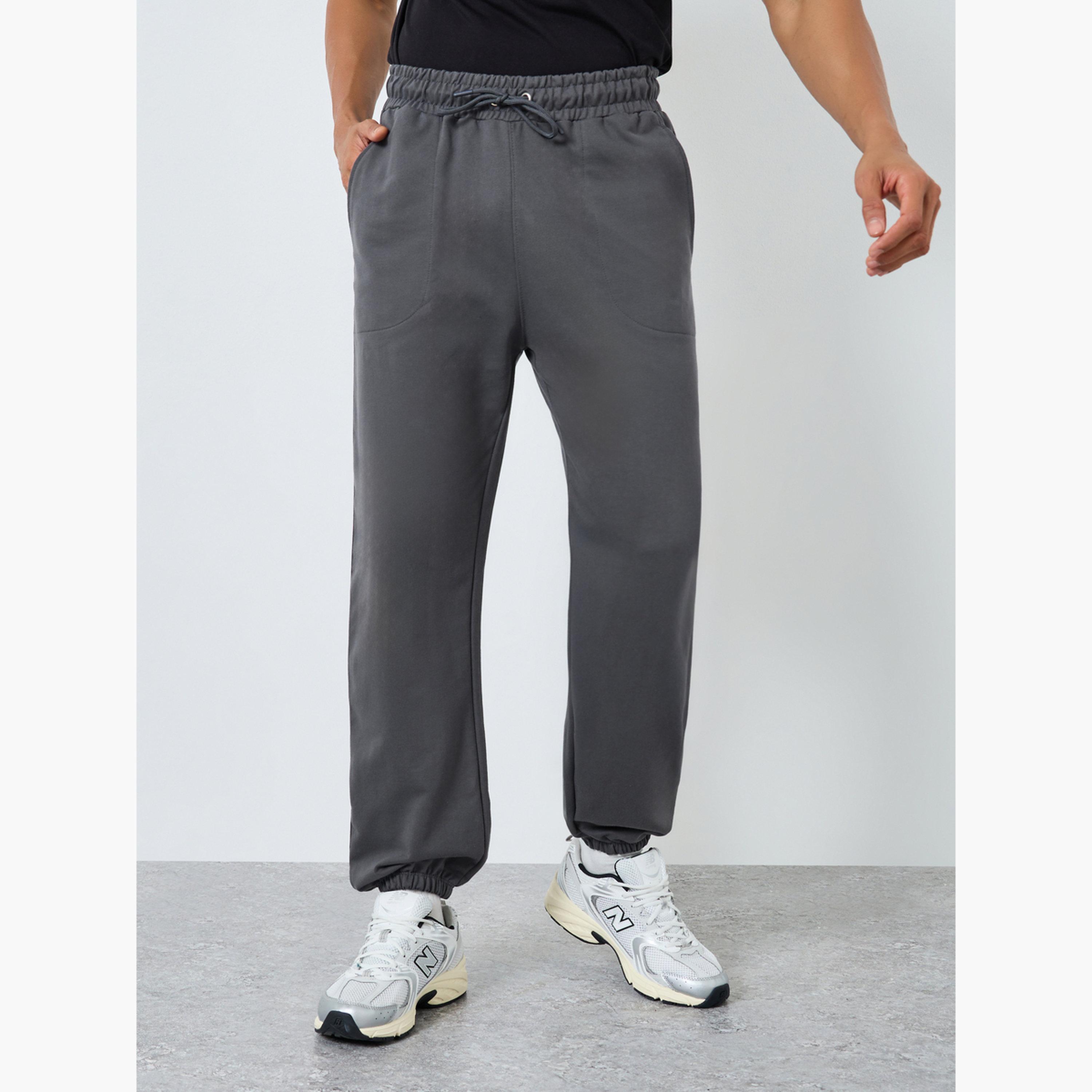 Styli Men Charcoal Grey Oversized Joggers-men-clothing-bottoms-joggers-image-1