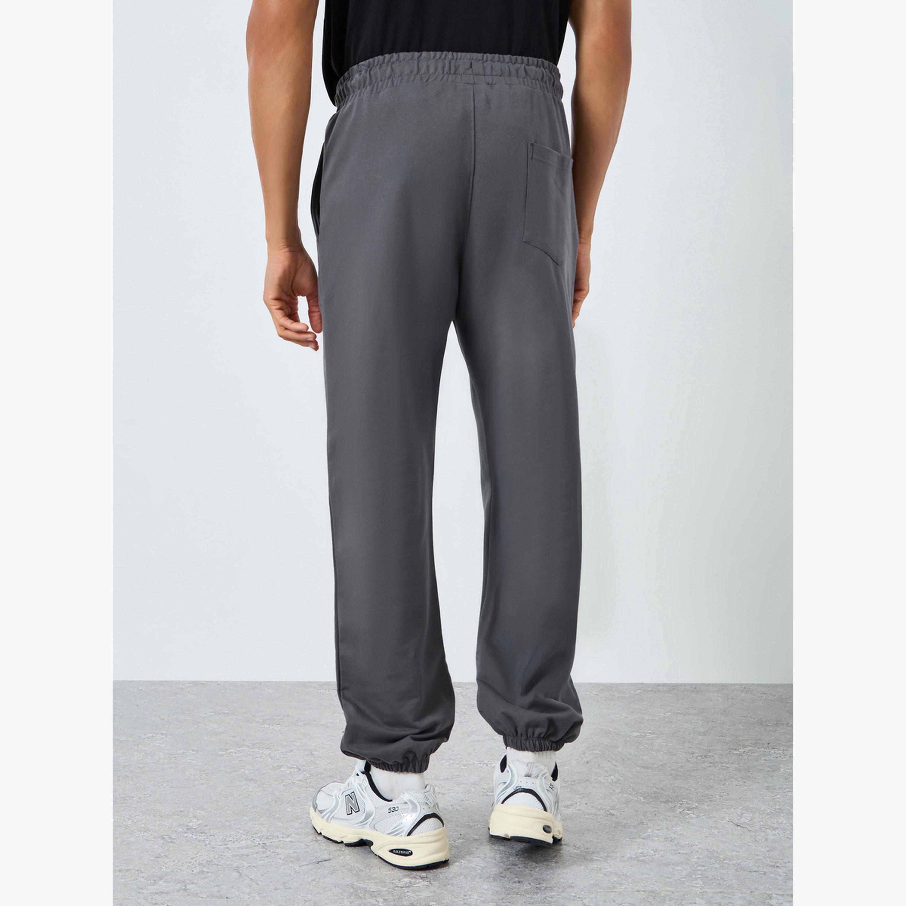 Styli Men Charcoal Grey Oversized Joggers-men-clothing-bottoms-joggers-image-4