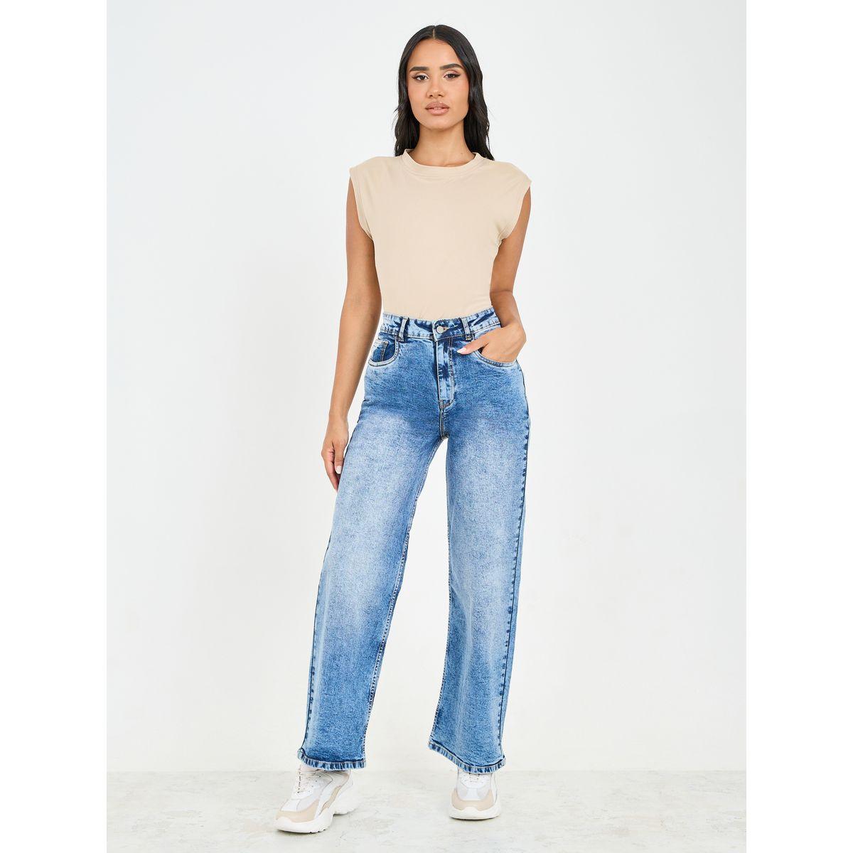 جينز بقصة مستقيمة و تفاصيل مشطوفة-women-clothing-bottoms-jeans-image-2