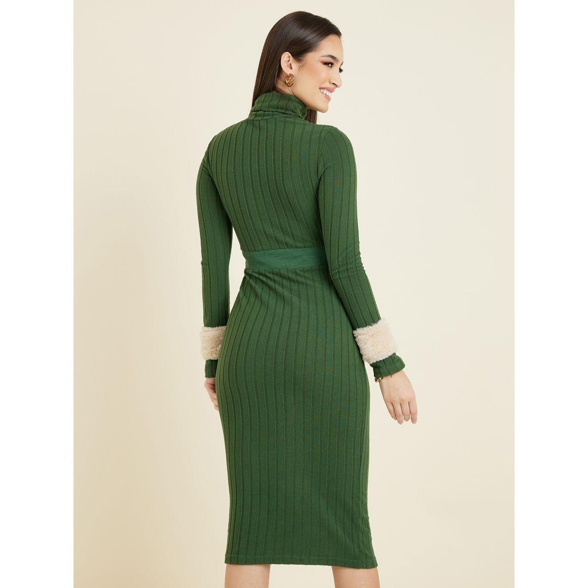 فستان ميدي مضلع بفرو صناعي-women-clothing-dresses-image-4