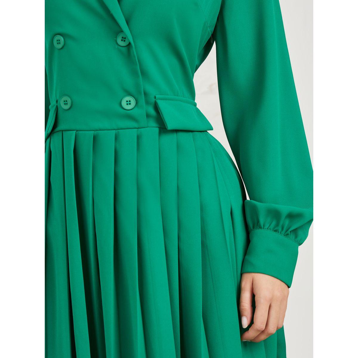 Styli Notch Collar Pleated Blazer Midi Dress-women-clothing-dresses-image-3