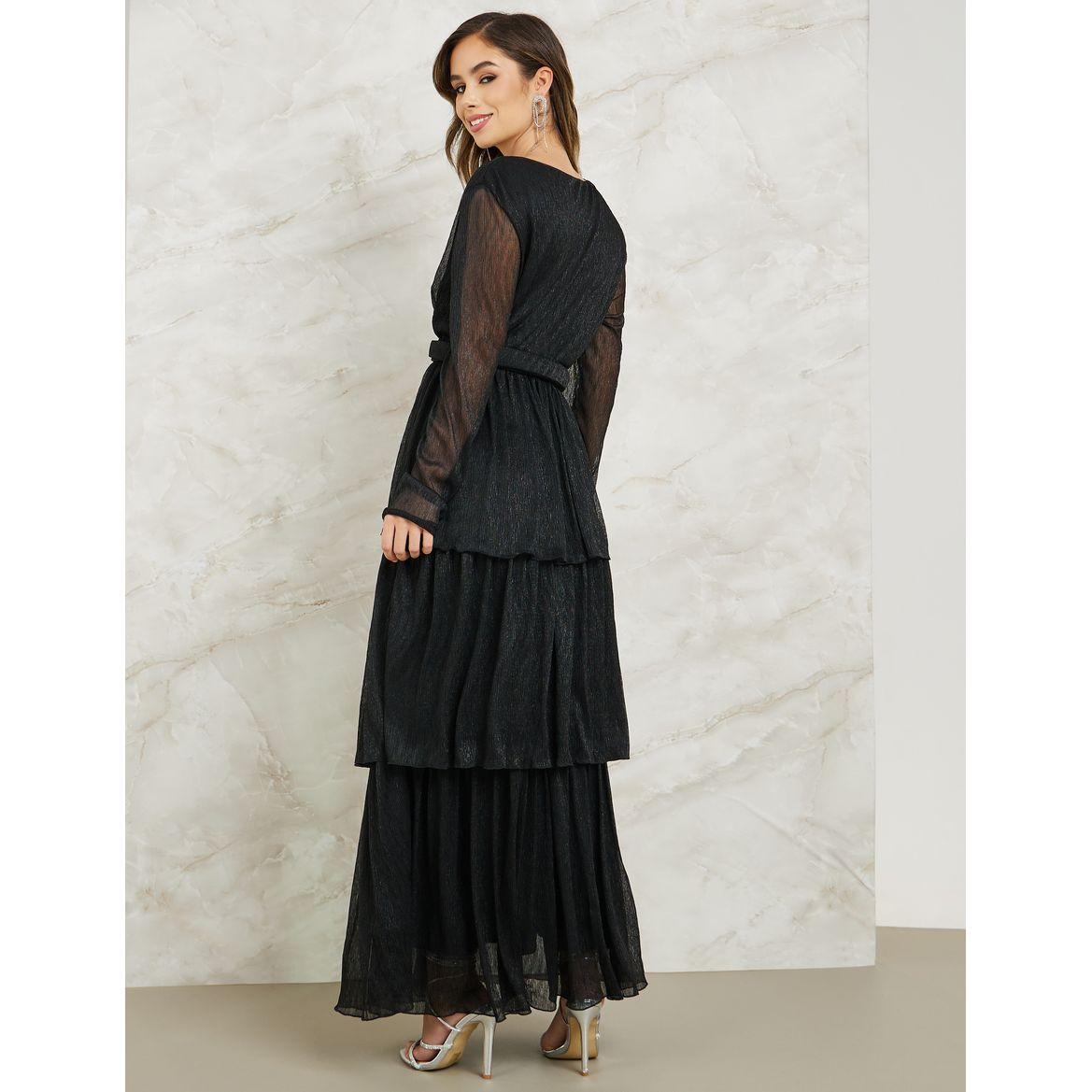 Styli Layered Lurex Belted Maxi Dress-women-clothing-dresses-image-4