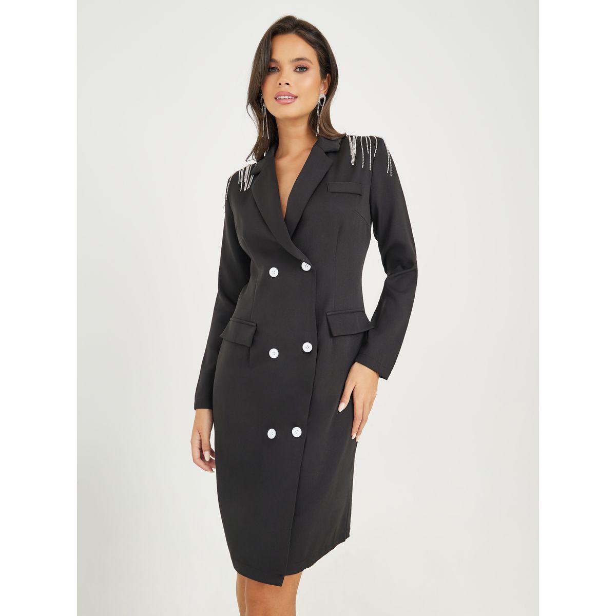 فستان بطول الركبة مزين بأزرار-women-clothing-dresses-image-1