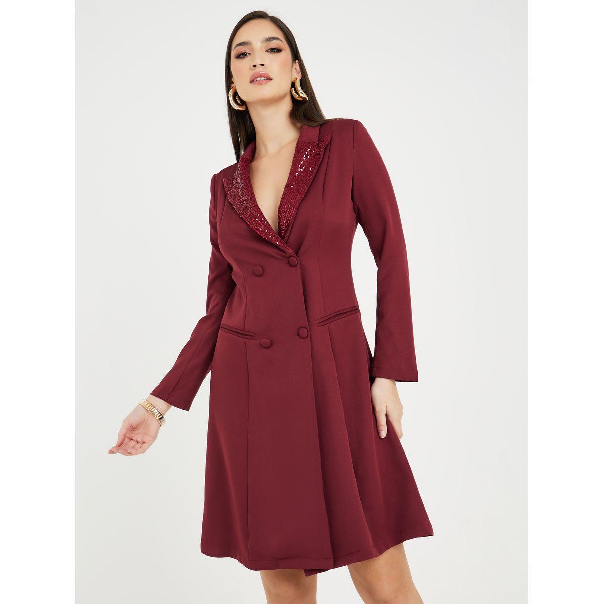 Styli Sequined Collar Blazer Mini Dress-women-clothing-dresses-image-2