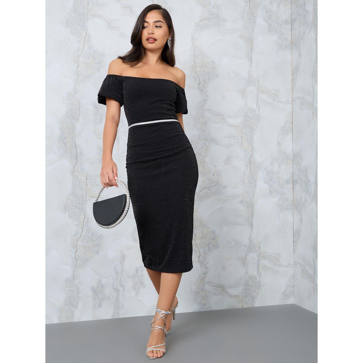 Styli Off Shoulder Bodycon Lurex Midi Dress-women-clothing-dresses-image-1