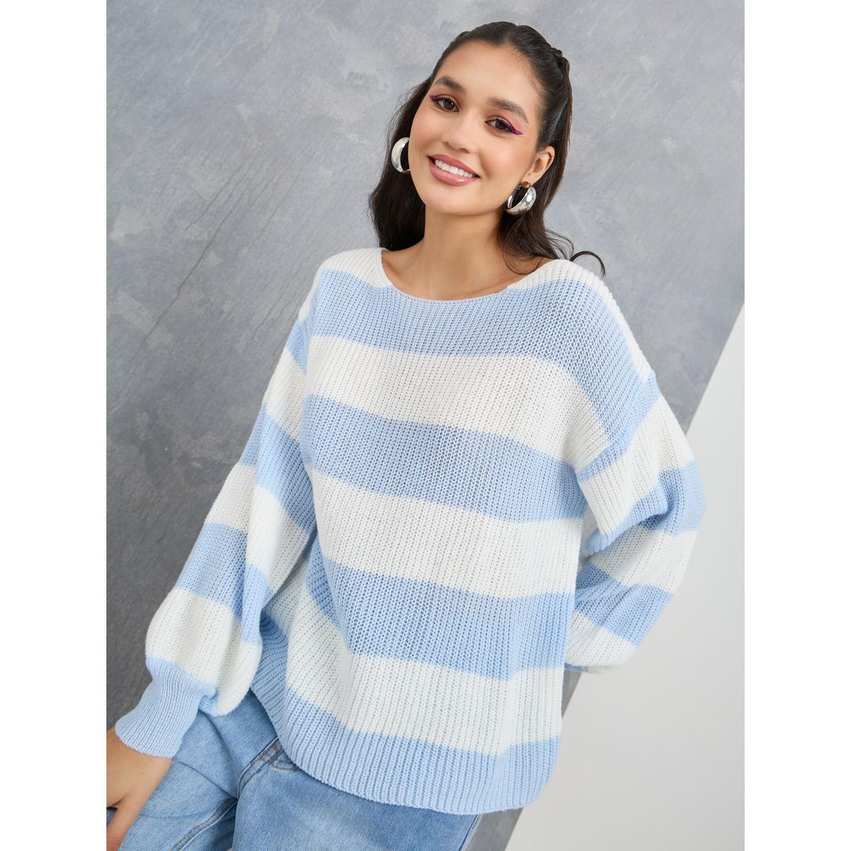Styli Striped Detail Boat Neck Sweater-women-winterwear-cardigansandjumpers-jumpers-image-1