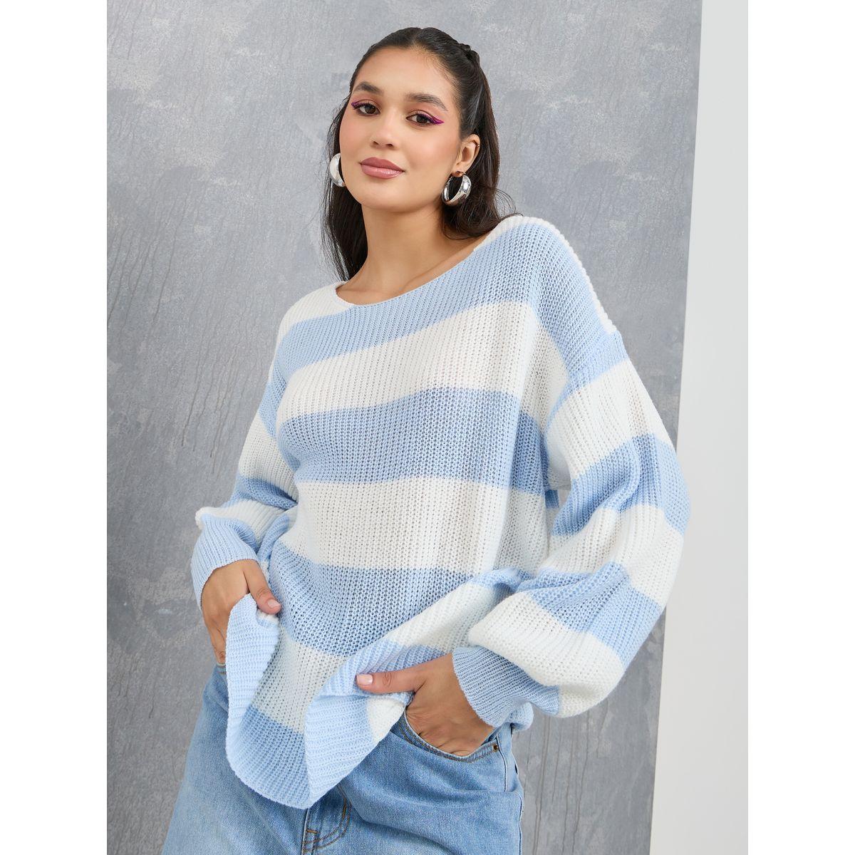 Styli Striped Detail Boat Neck Sweater-women-winterwear-cardigansandjumpers-jumpers-image-3