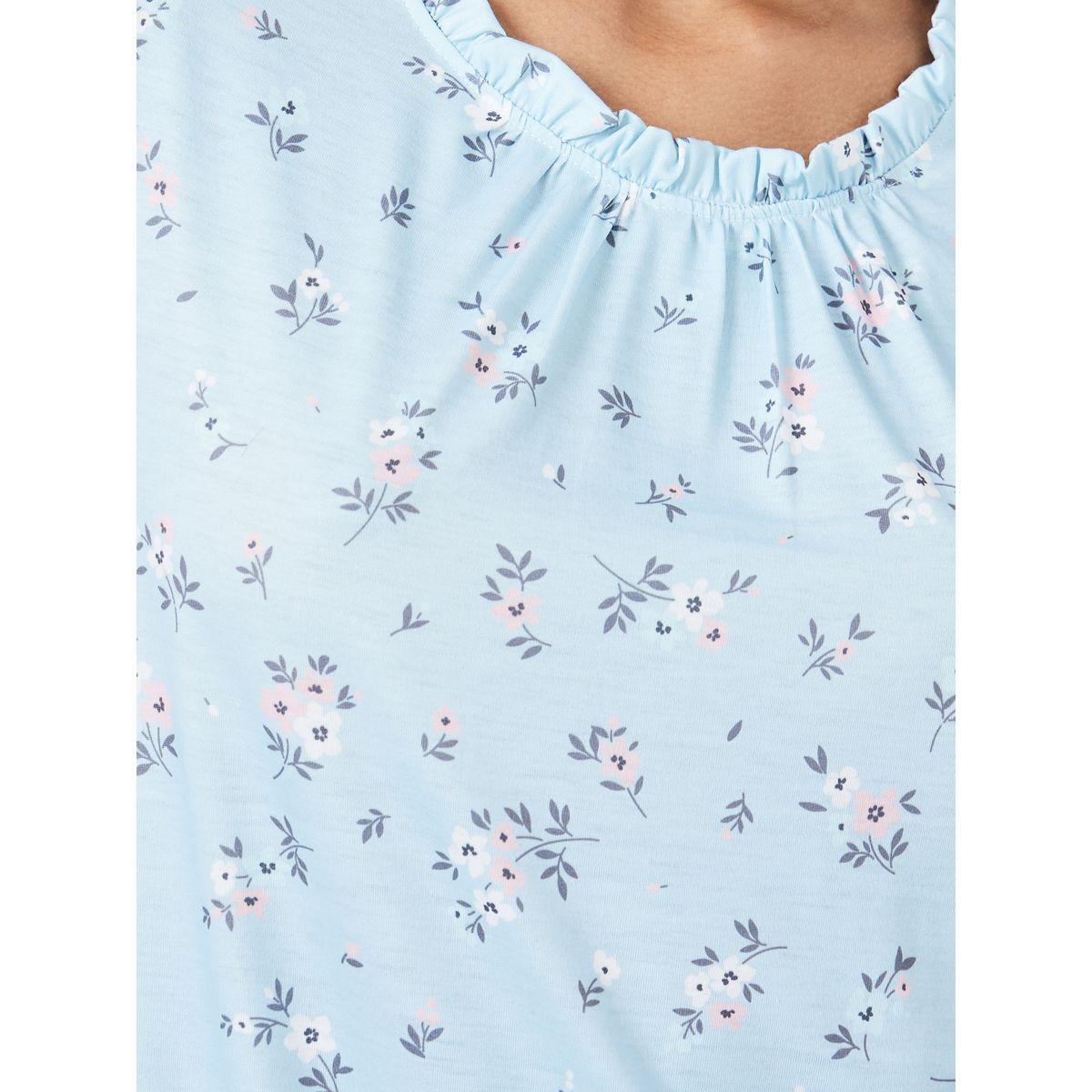 Styli Unwind Ditsy Floral Ruffle Hem Sleep T-Shirt Dress-women-clothing-nightwear-nighties-image-3