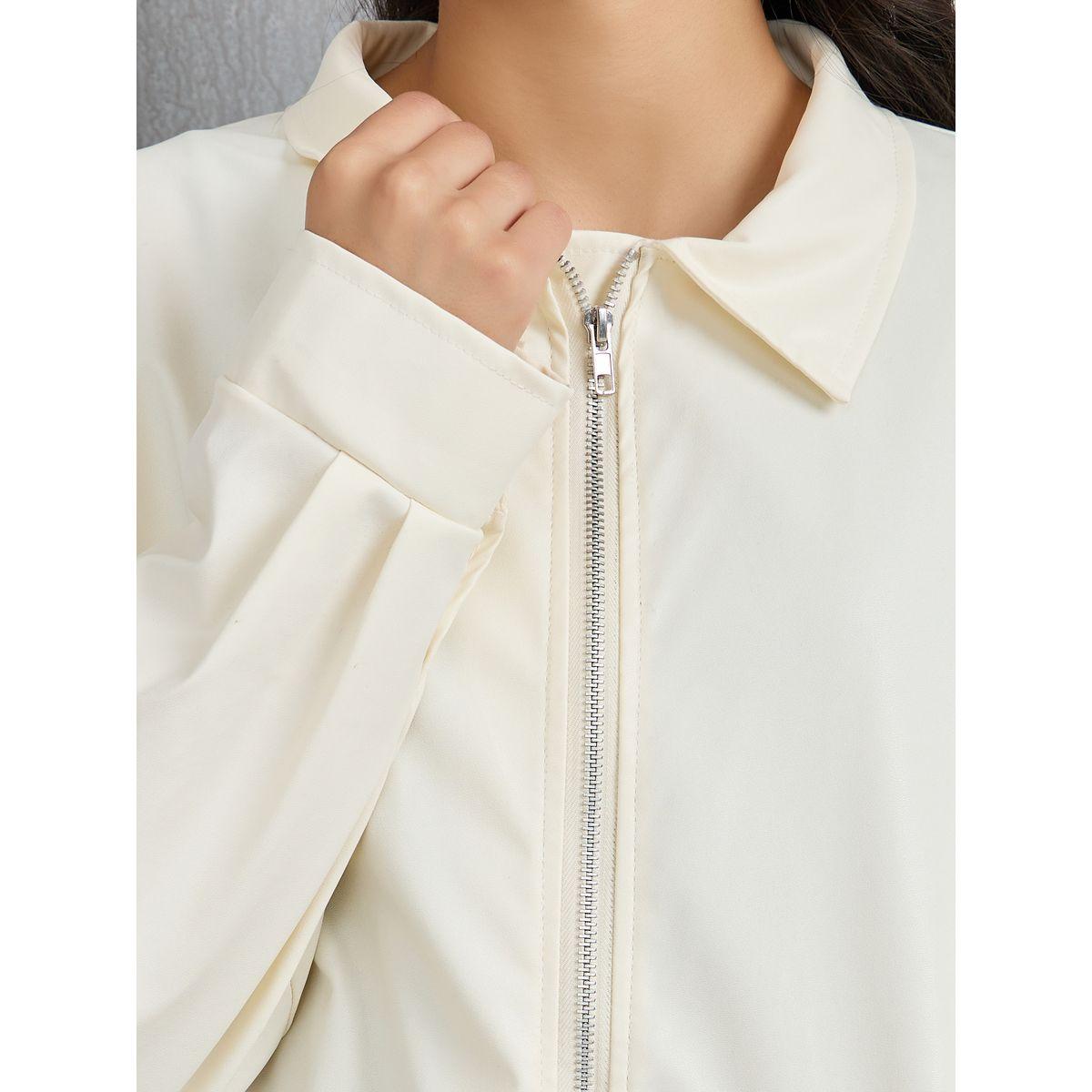 Styli Oversize Solid Collared Zip Up Jacket-women-winterwear-coatsandjackets-jackets-image-4