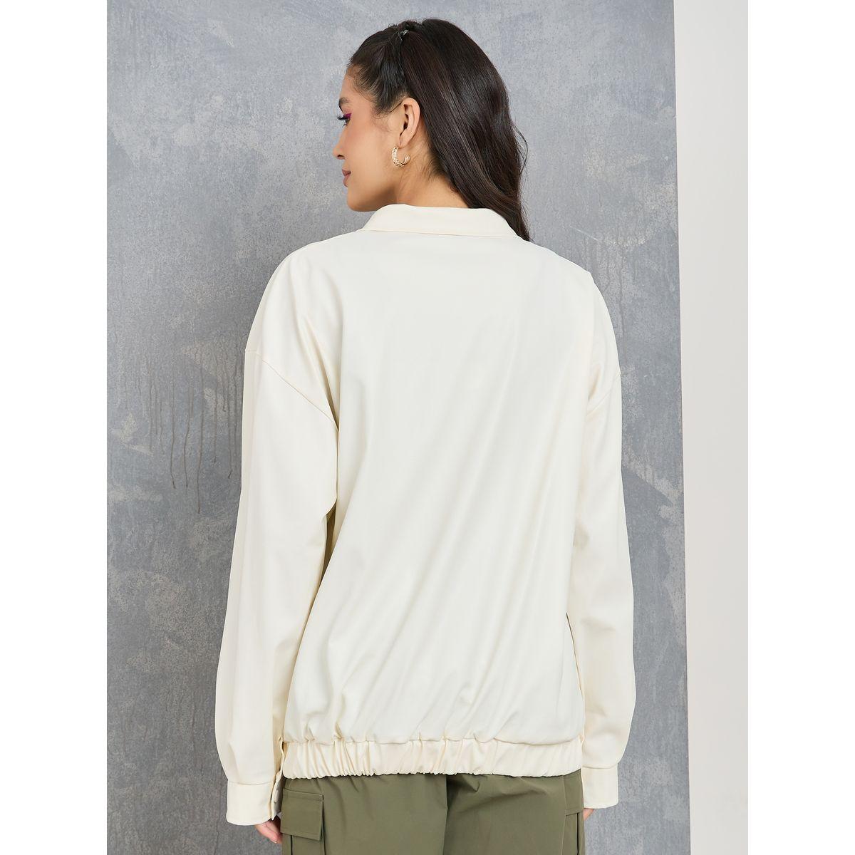 Styli Oversize Solid Collared Zip Up Jacket-women-winterwear-coatsandjackets-jackets-image-5
