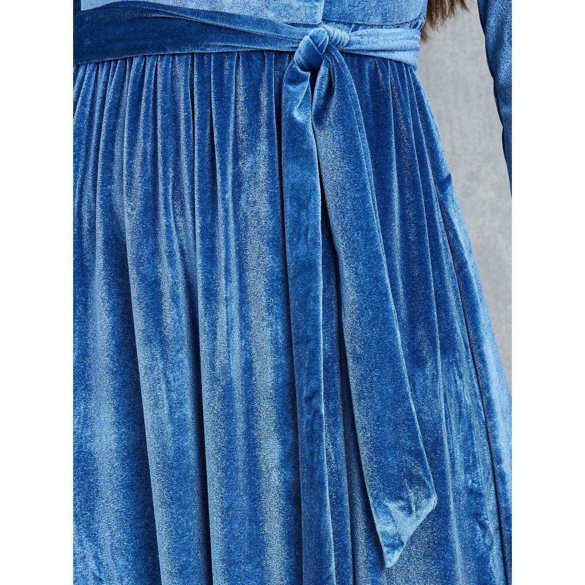 فستان مخملي طويل بحزام خصر-women-clothing-dresses-image-3