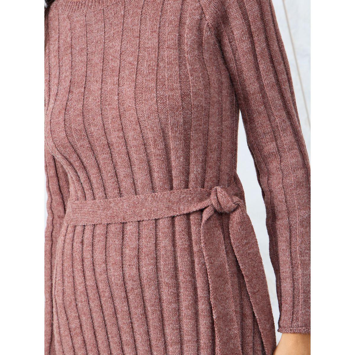 Styli Self Tie Belt Ribbed Sweater Midi Dress-women-clothing-dresses-image-3