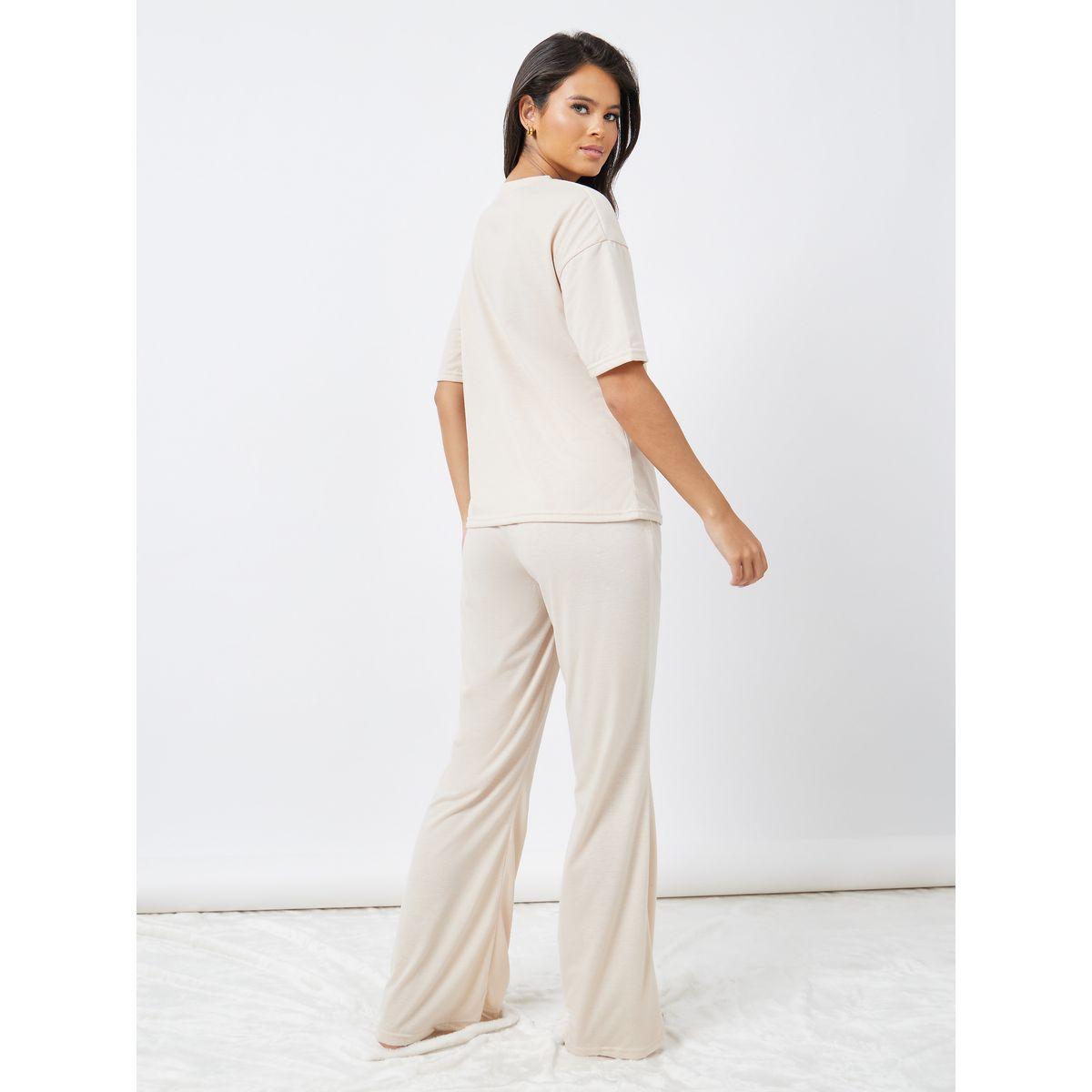 Styli Unwind Drop Shoulder Oversized T-Shirt & Flared Pyjama Set-women-clothing-nightwear-pyjamas-longsets-image-5