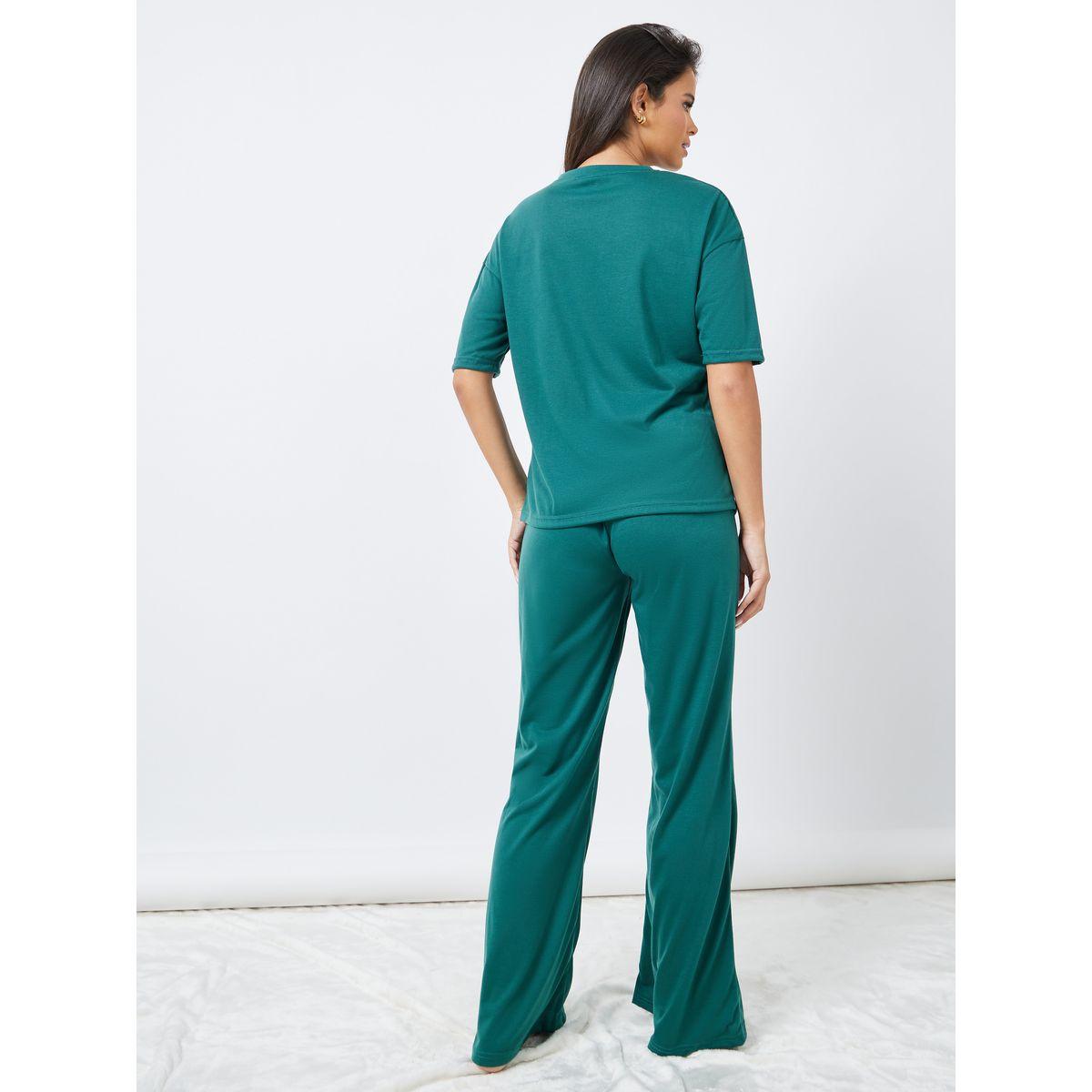 طقم بيجاما من ( تيشيرت  + بنطال )-women-clothing-nightwear-pyjamas-longsets-image-6