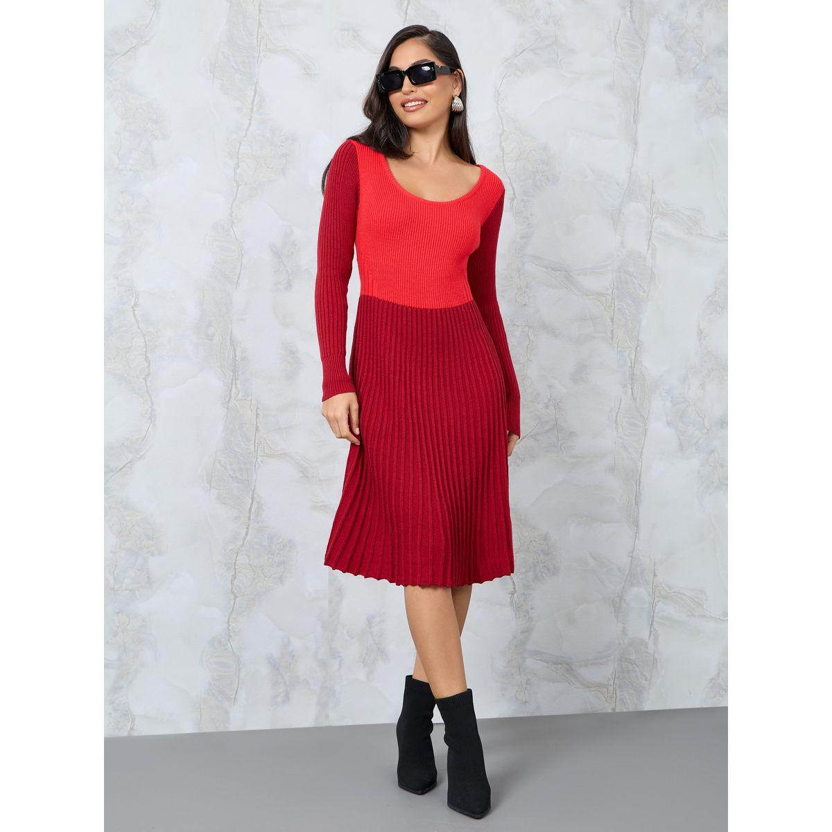 فستان ميدي بياقة سكوب-women-clothing-dresses-image-1