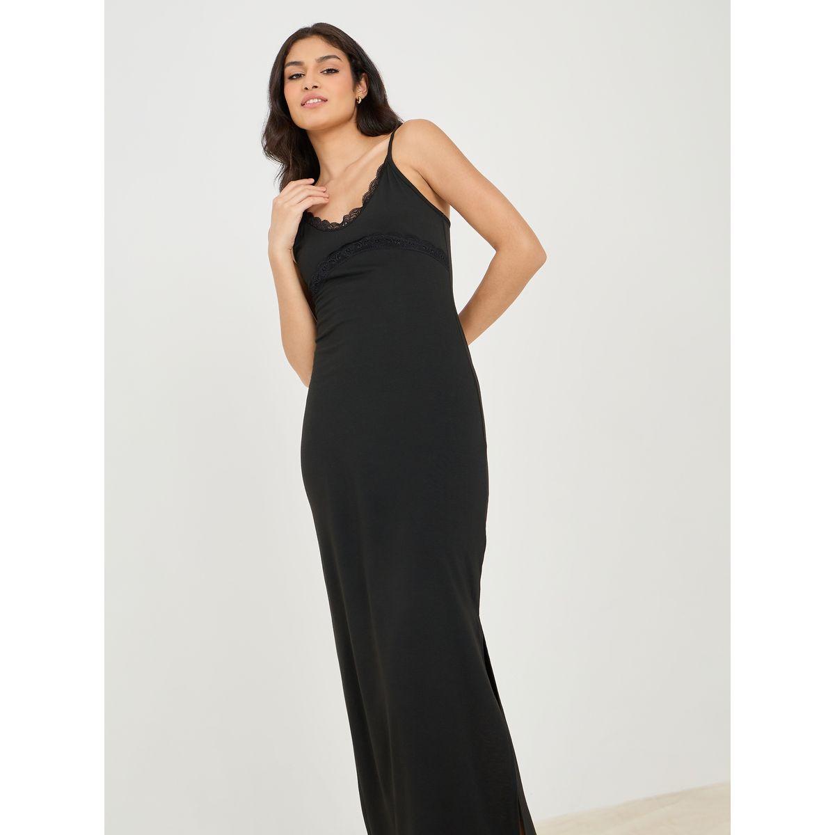 Styli Unwind Lace Trim Side Slit Slip Dress-women-clothing-nightwear-nighties-image-2