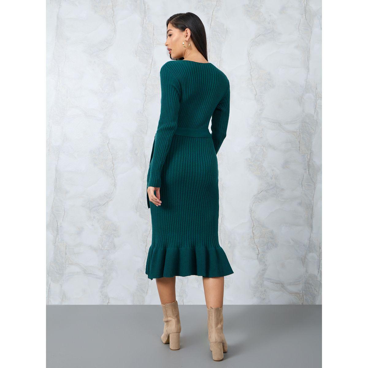 Styli Ribbed Knit Sweater Midi Dress with Tie Belt-women-clothing-dresses-image-4