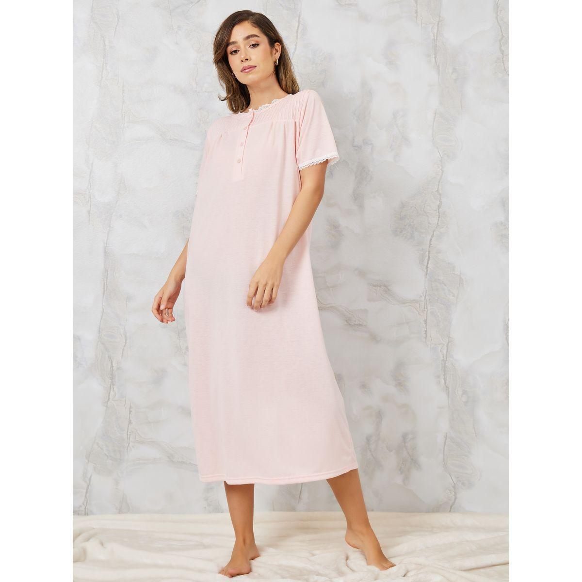 قميص نوم بتداخلات مدروزة-women-clothing-nightwear-nighties-image-1