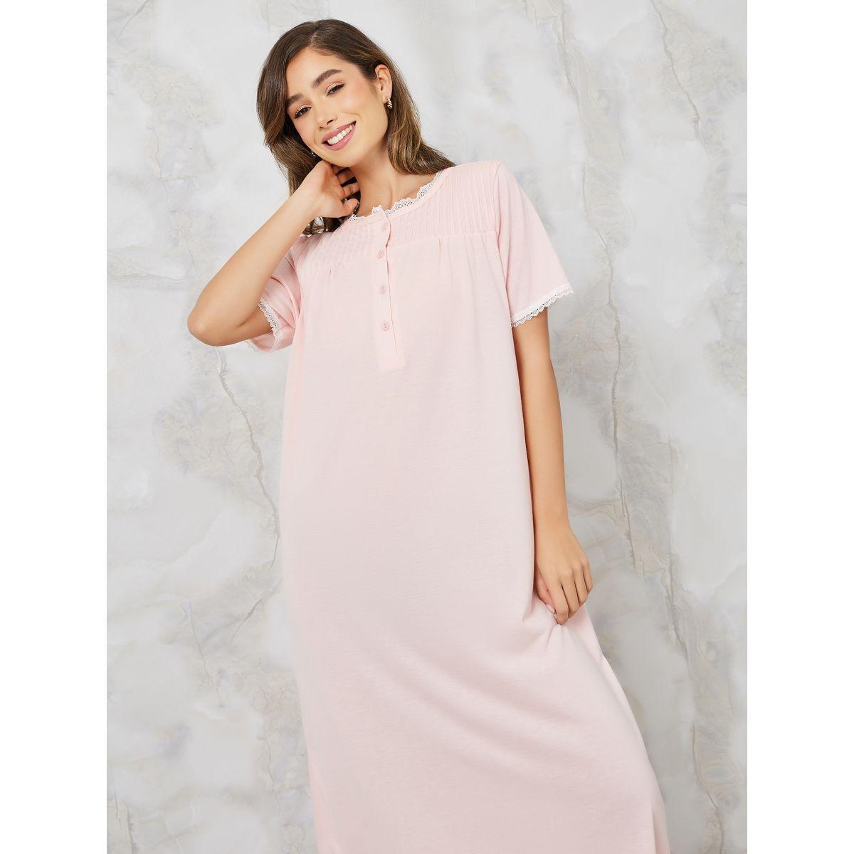 قميص نوم بتداخلات مدروزة-women-clothing-nightwear-nighties-image-2