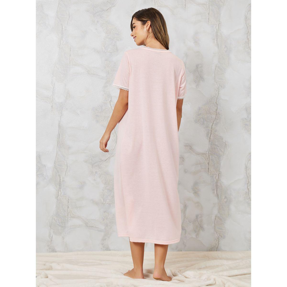 Styli Unwind Seam Detail Yoke Placket Nightdress-women-clothing-nightwear-nighties-image-4