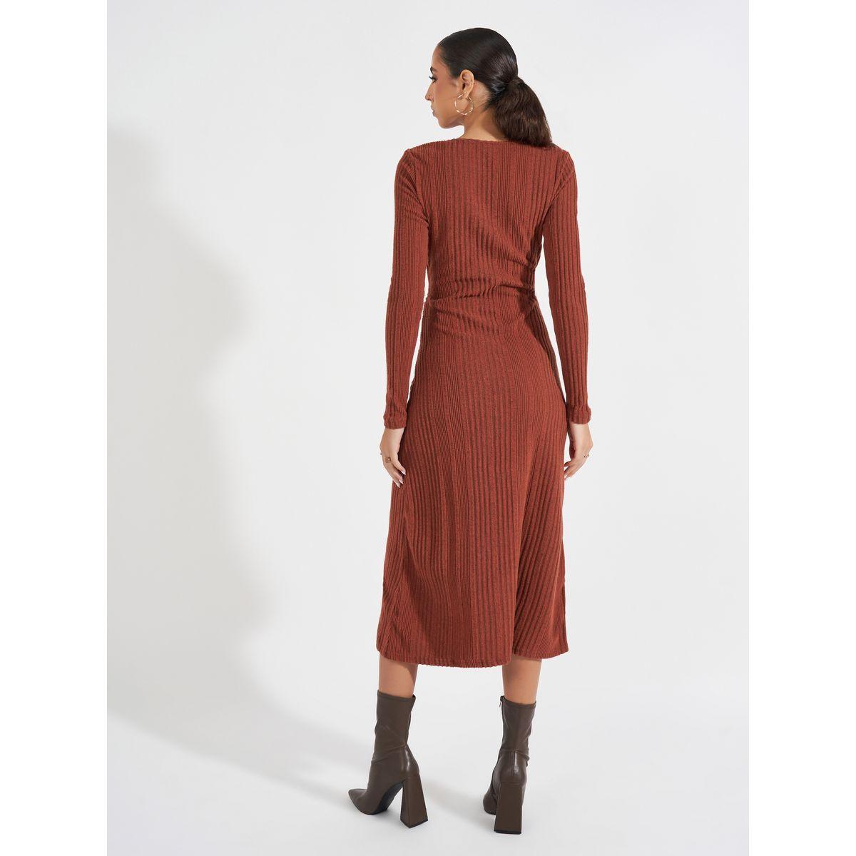 فستان ميدي محبوك مزين بعقدة-women-clothing-dresses-image-6