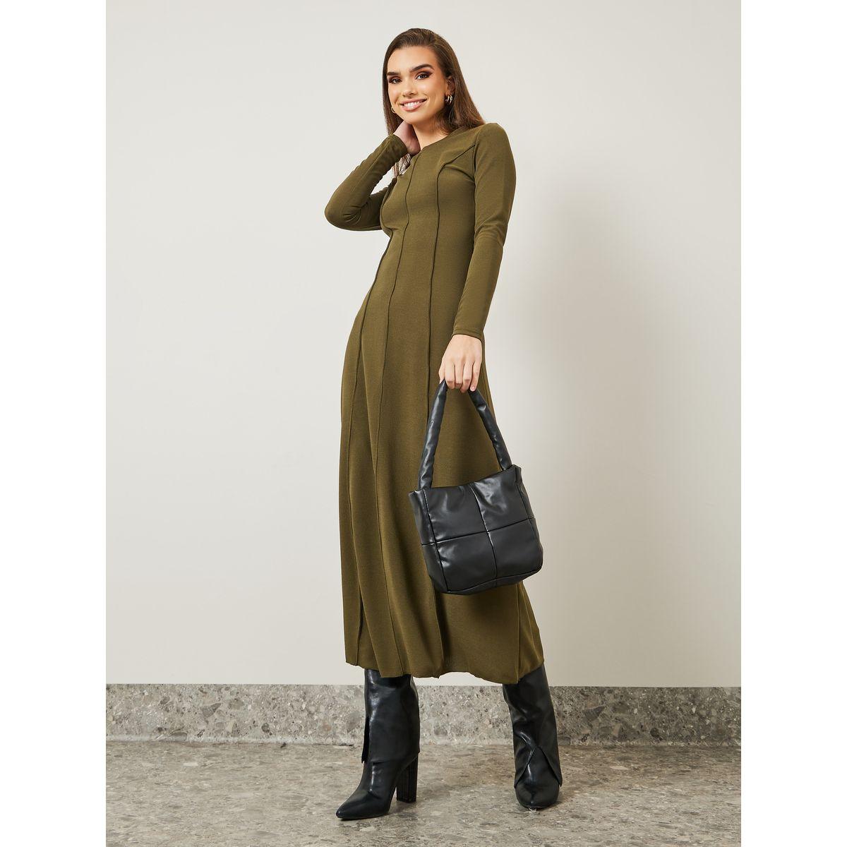 Styli Overlock Seam Detail A-Line Maxi Dress-women-clothing-dresses-image-1