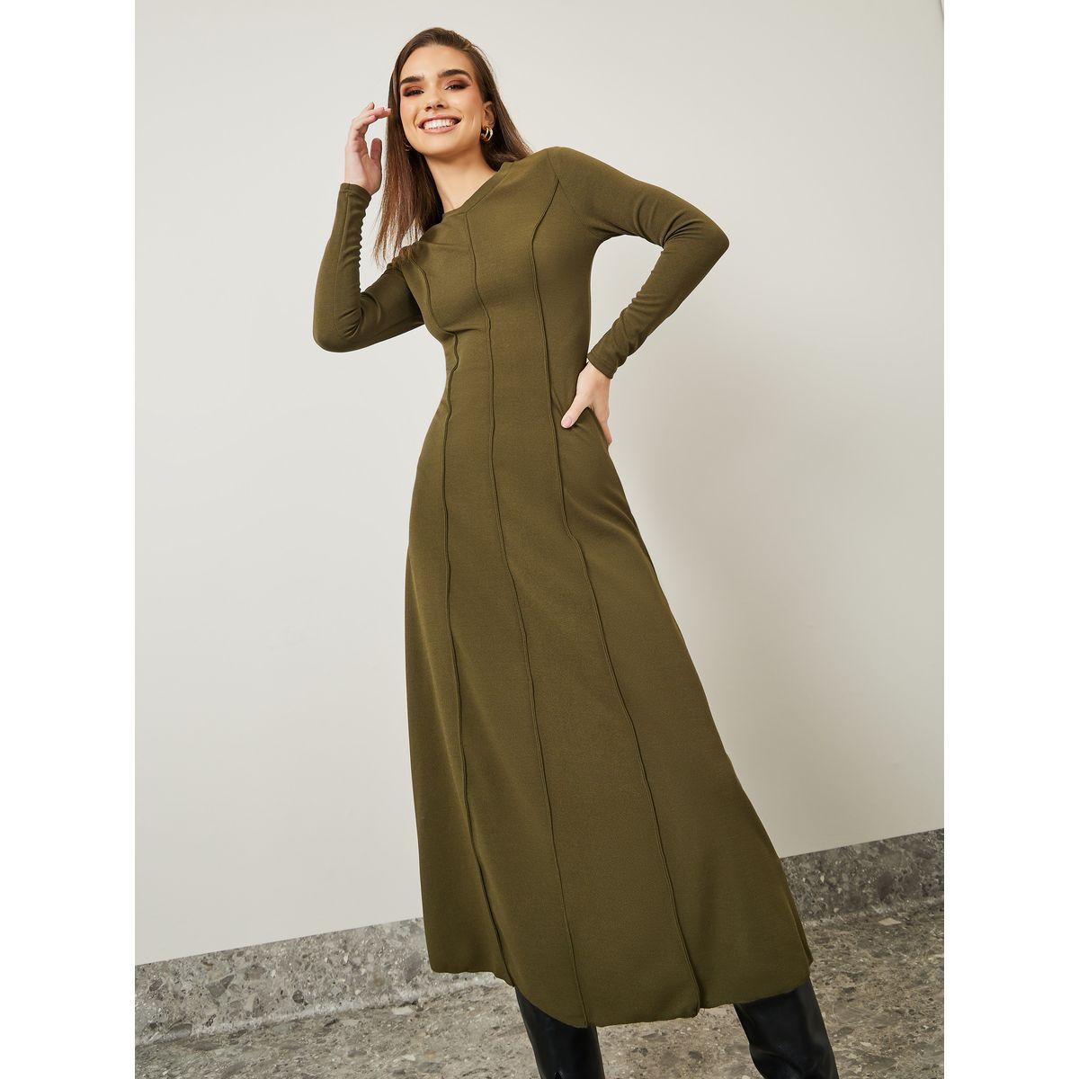 Styli Overlock Seam Detail A-Line Maxi Dress-women-clothing-dresses-image-2