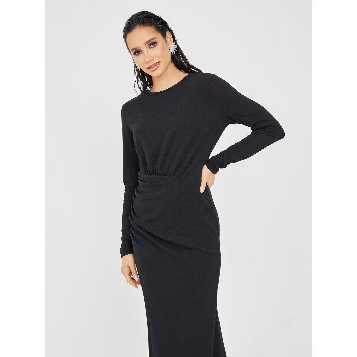 Styli Textured Wrap Front Bodycon Maxi Dress-women-clothing-dresses-image-2