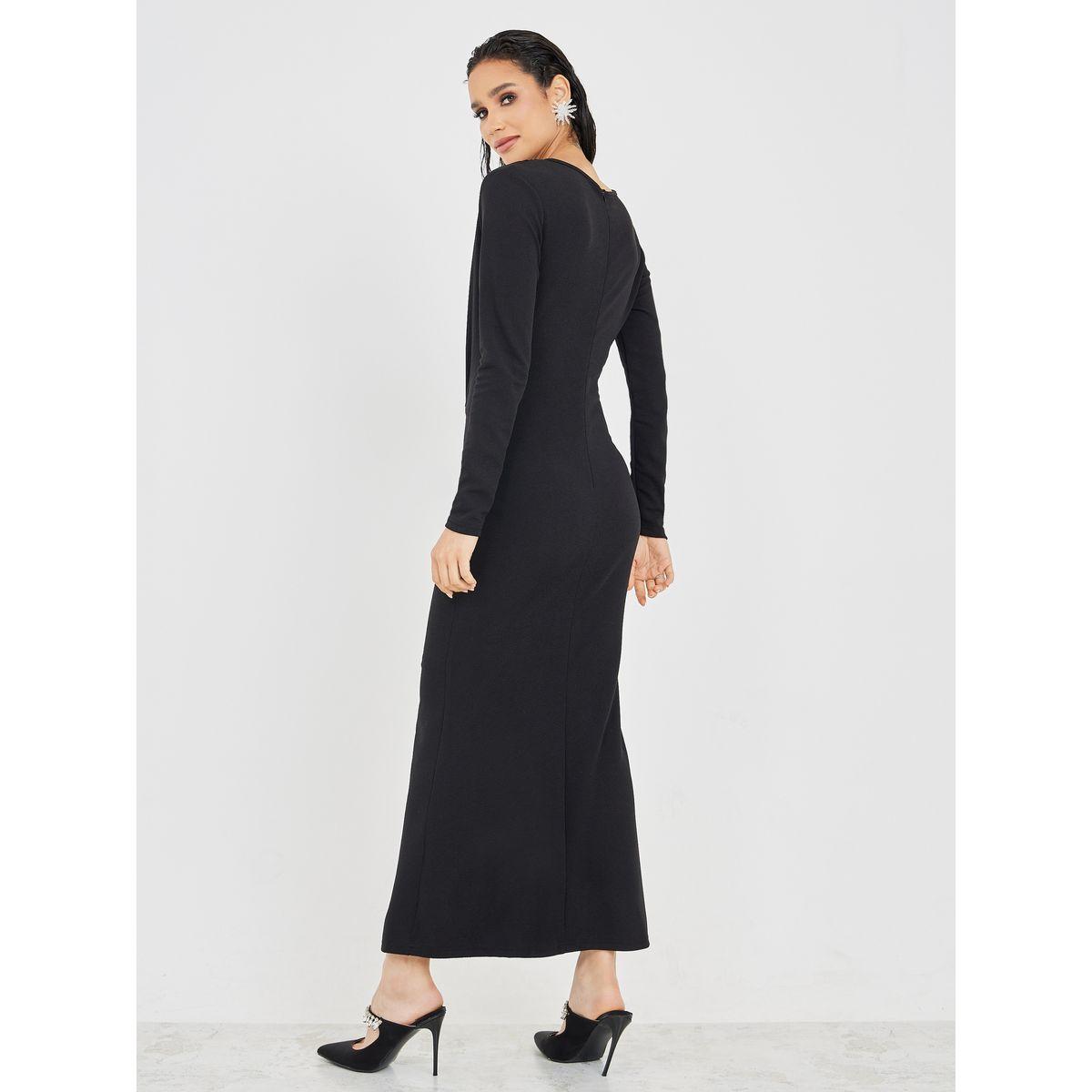 Styli Textured Wrap Front Bodycon Maxi Dress-women-clothing-dresses-image-4