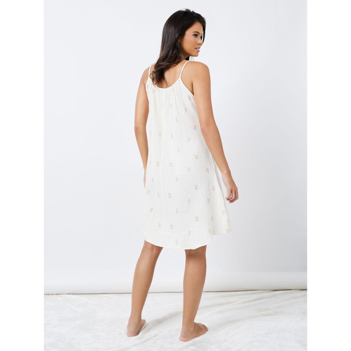 Styli Unwind Cotton AOP Tulip Pleat Neck Slip Dress-women-clothing-nightwear-nighties-image-4
