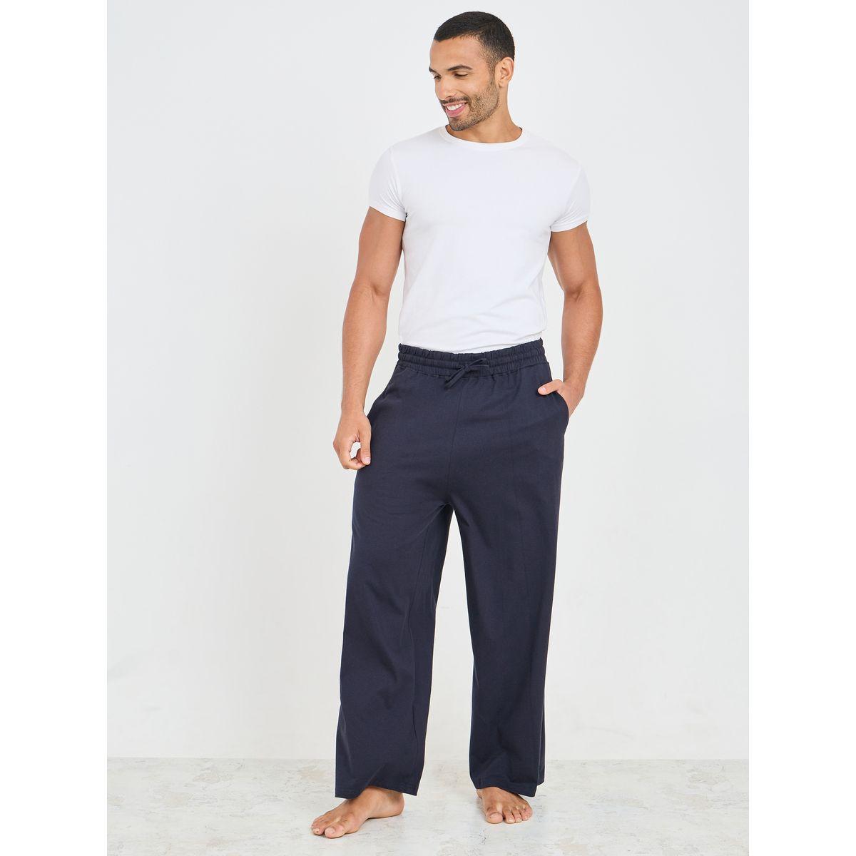 بيجاما Styli Unwind Detail واسعة الساق مع حزام خصر بسحب-men-clothing-nightwear-pyjamaandshorts-image-2