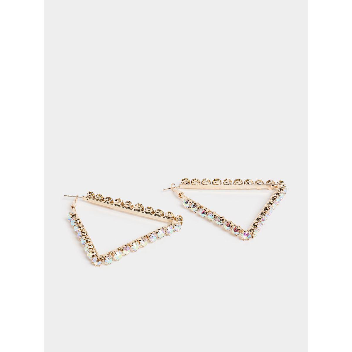 Styli Rhinestone Embellished Triangle Earrings-women-watchesandjewellery-jewellery-earrings-image-1