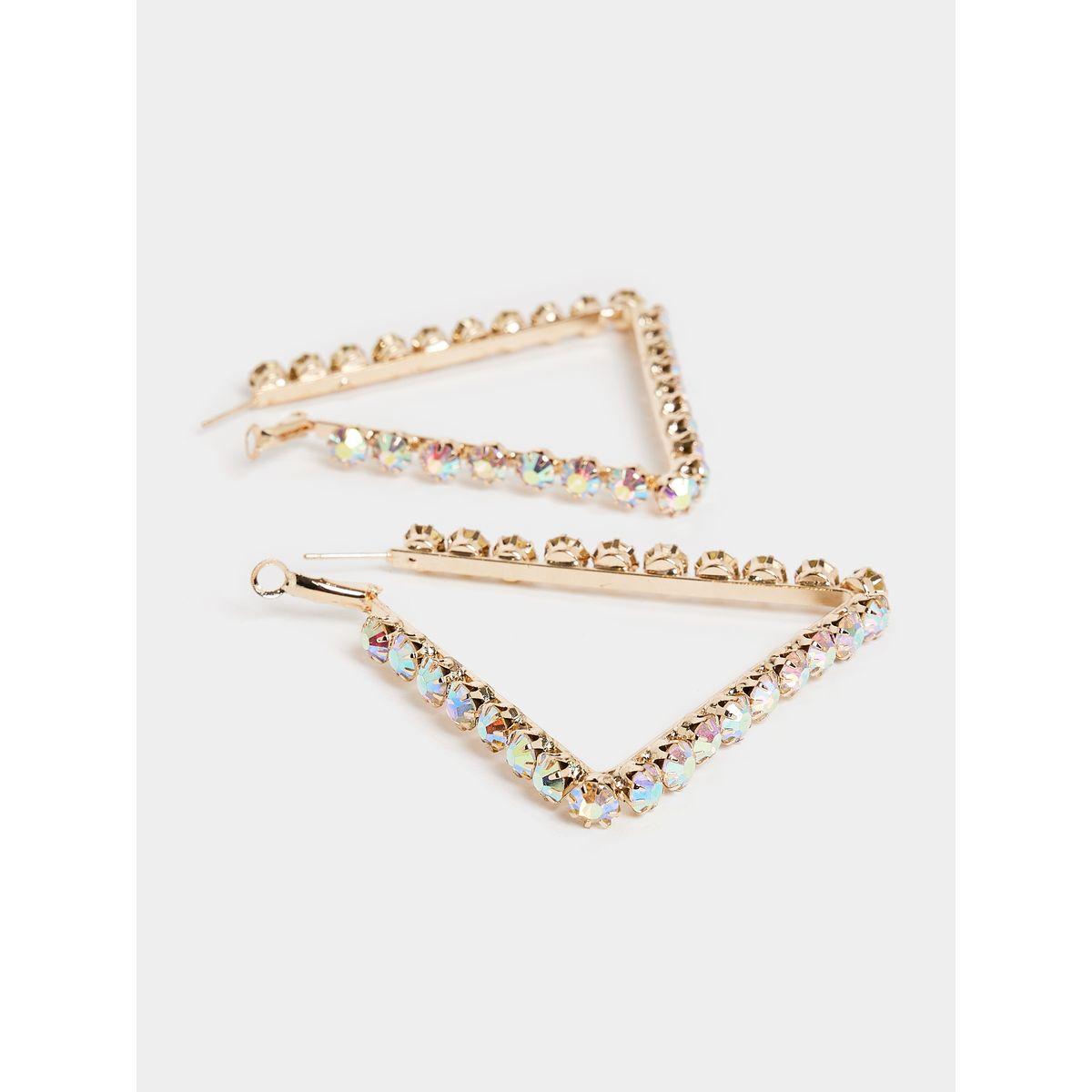 Styli Rhinestone Embellished Triangle Earrings-women-watchesandjewellery-jewellery-earrings-image-3