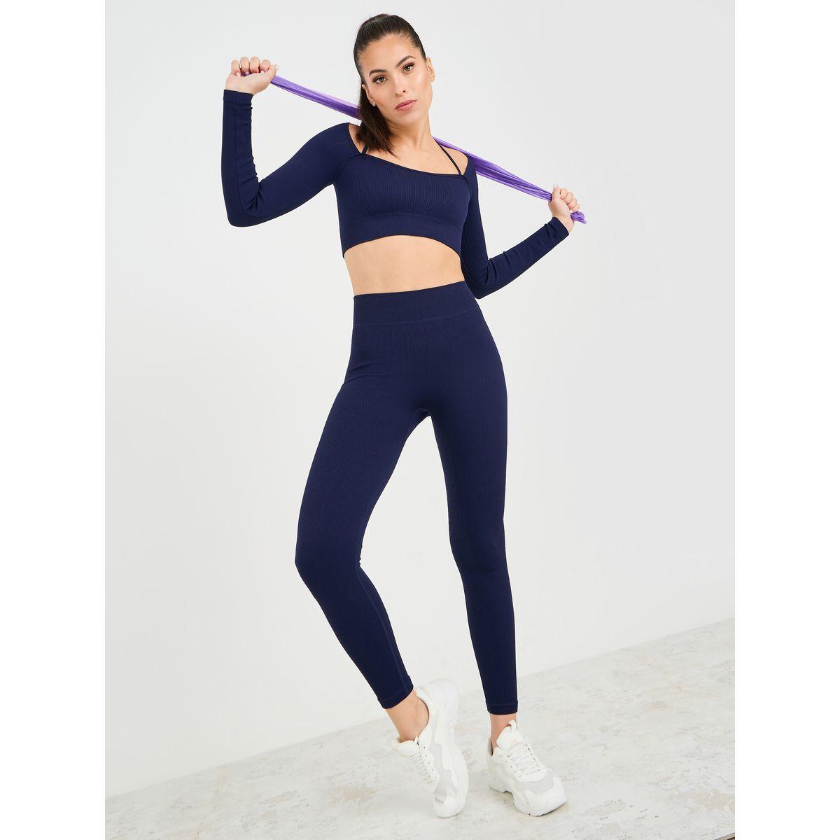 Styli Active Seamless Front Broad Square & Strap Neck Detail Crop Top & Leggings Set-sports-women-clothing-trackpantsandtracksuits-image-1