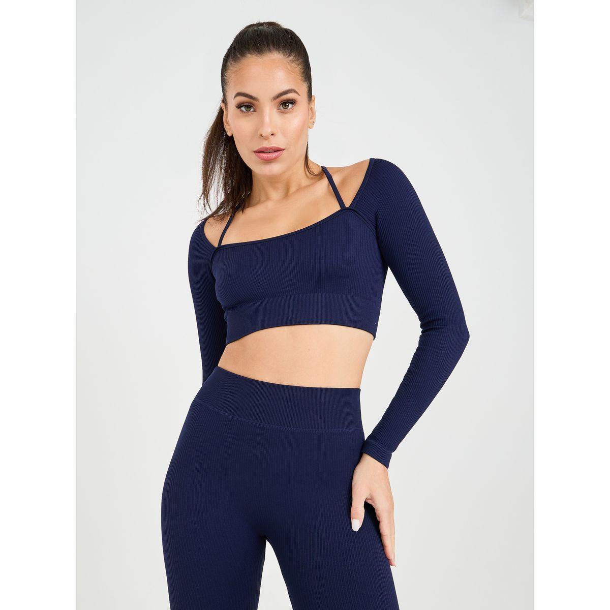 Styli Active Seamless Front Broad Square & Strap Neck Detail Crop Top & Leggings Set-sports-women-clothing-trackpantsandtracksuits-image-3